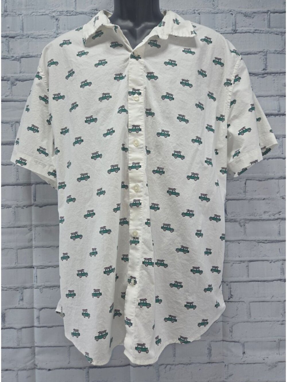 Bonobos Mens White Land Rover Print Short Sleeve Shirt XXL